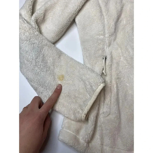The North Face L Womens Sweater Jacket Full Zip Osito Sherpa Fleece White FLAWED - Picture 5 of 9